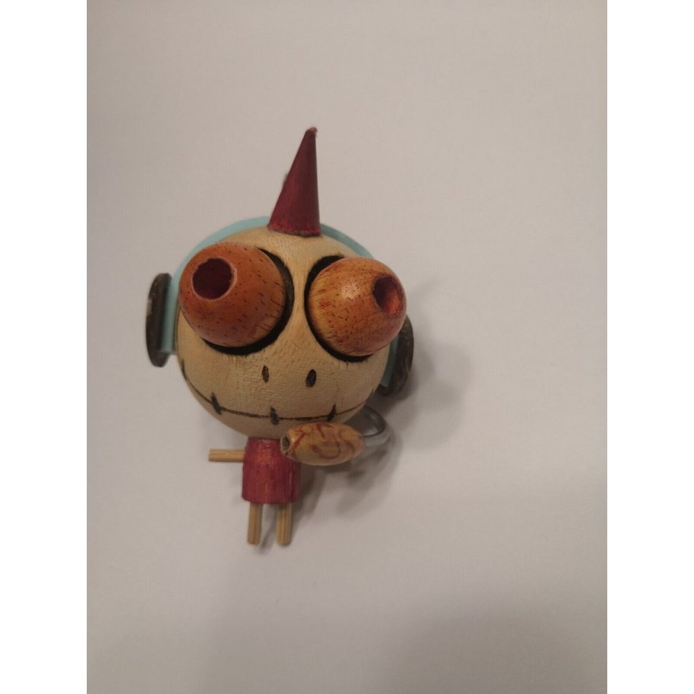 Eclectic Wooden Hanging Figure With Chain.